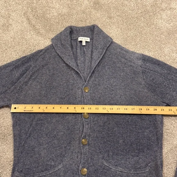 Peter Millar Crown Cotton Hemp Harbor Shawl Cardigan in Windo Blue Size Medium - Picture 9 of 12